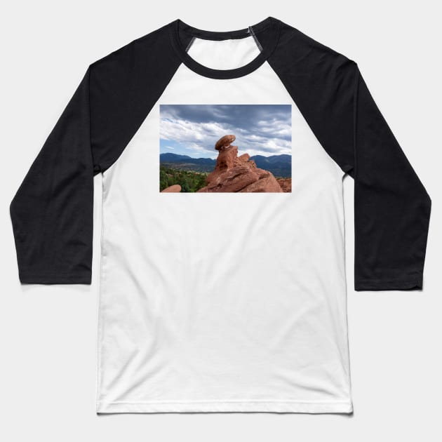 Garden of the Gods Falling Rock Baseball T-Shirt by photosbyalexis